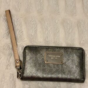 Michael Kors Silver Wristlet Clutch